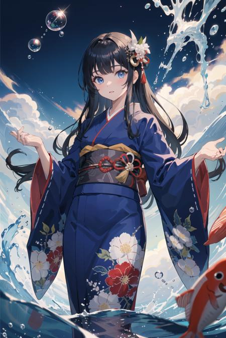 14777-2027400014-1girl, long hair, black hair, fish, blue eyes, kimono, japanese clothes, solo, red kimono, very long hair, looking at viewer, wi.png